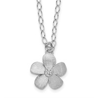 Sterling Silver Flower Design Crystal Necklace