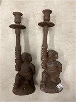 Cast iron puppy candleholders