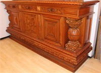 19th CENTURY WALNUT CARVED BUFFET WITH COLUMNS