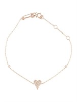 14k Gold Round .21ct Pave Diamond Heart Bracelet