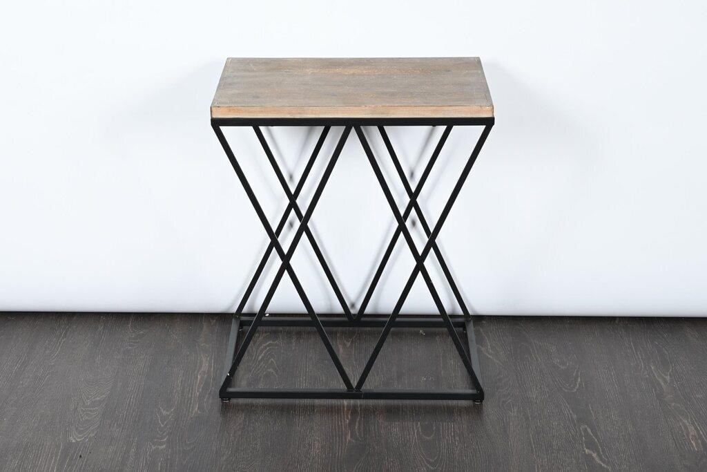 Metal w/ Wood Top Side Table
