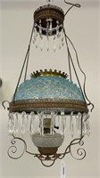 Hobnail Blue Opalescent Victorian Hanging Lamp