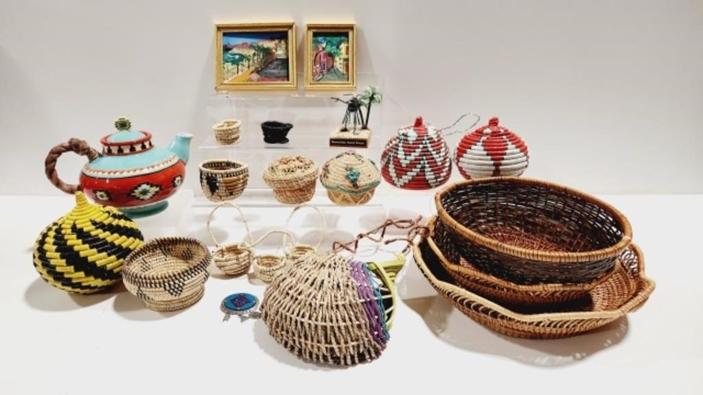 Native American Style Decor: Baskets & Teapot