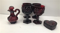 AVON CAPE COD GOBLETS, CRUET, TRINKET BOX