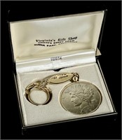 1923 Silver Peace Dollar Swank Key Chain