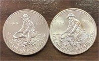 (2) One Ounce Silver Rounds: Prospector