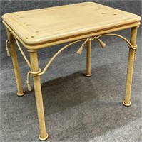 Pine Top Metal Base Accent Table