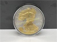 2005 AMERICAN SILVER EAGLE WITH GOLD HIGHLIGHTS