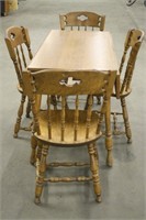 SQUARE DROP LEAF TABLE WITH (4) CHAIRS