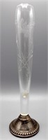 Duchin Sterling Silver Etched Crystal Bud Vase