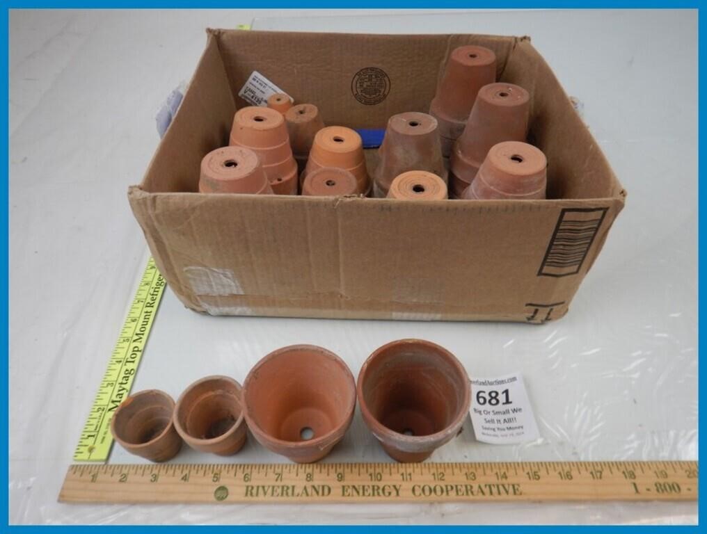 BOX OF ASSORTED SMALL CLAY POTS