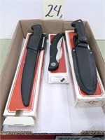 (3) Western Knives - (1) 6" Fillet, (1) Sheath &