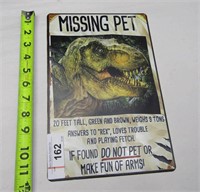 'Missing Pet' Metal Sign