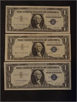 3- 1957 High Grade $1 Silver Certificates