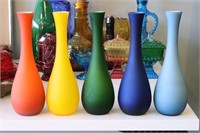 Set of 5 Art Glass Vases