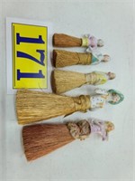 5 Antique  Porclain Lady Brushes