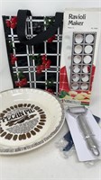 Pecan Pie Plate, Ravioli Maker, Peeler/Slicer &
