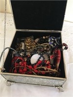 beautiful silver jewelry box with estate contents