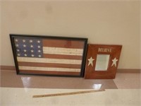 2 Framed Pictures - American Flag Warren Kimble