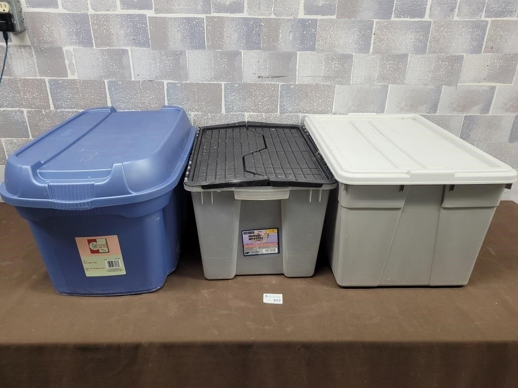 3 Storage bins with lids