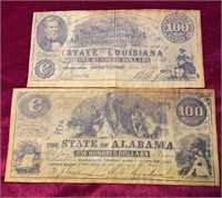 Civil War State Currency , Alabama & Louisiana