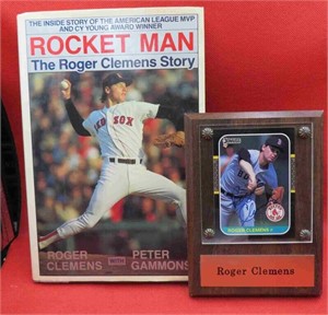 Roger Clemens Signed Baseball Card Rocket Man Book