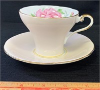 LOVLEY AYNSLEY CABBAGE ROSE CUP AND SAUCER