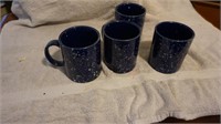 Set of Four Blue Speckle Mugs