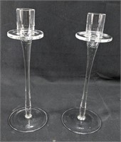 (2) Glass Candleholders