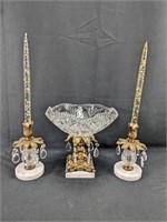(3) Compote & Candle Holders