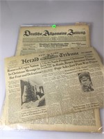 Two WWII Era Newspapers. One German one New York.