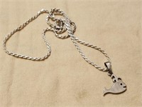 STERLING SILVER WHALE PENDANT ON CHAIN