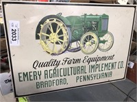 Quality Farm Equipment tin sign, 11 x 16