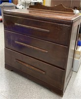 Vintage Wooden 3 Drawer Dresser. No Mirror (34"W