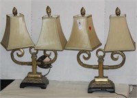 Pair of Double Arm Lamps with Shades