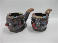 2 Vtg Brinn's Ceramic Clown Face Ashtrays - Japan