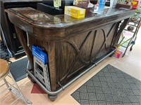 Antique Wood Bar with Foot Rail