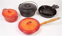 Lot of Cast Iron Cookware- Le Creuset, Griswold.