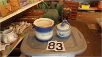 Stoneware Biscuit Jar and Salt Box