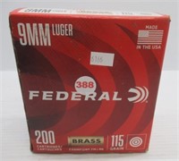 (200) Rounds of Federal 9mm luger 115 grain FMJ
