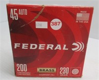 (200) Rounds of Federal 45 auto 230 grain FMJ