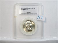 1957 D Franklin Half Dollar MS 65 PCC Grading 90%