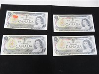 4 Can $1 bills, consecutive serial numbers, UNC