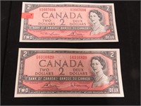 2 - 1954 Can $2 bills