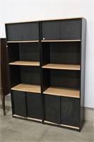 PAIR OF DISPLAY SHELVES WITH STORAGE