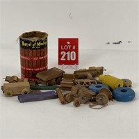 Barrel of Monkeys and Wooden Wagon Parts