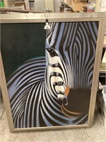 Vintage Zebra Painting with signature on back