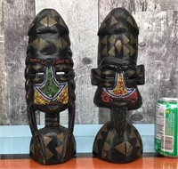 W.Africa beaded wooden carvings