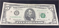 1989 $5 Dollar Bill