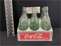 Vintage Coca Cola Carrier w/ Hickory Bottles